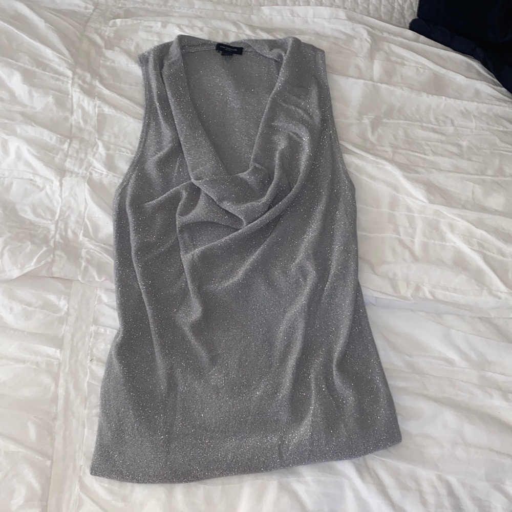 Ann Taylor Cowl Neck Silver Top